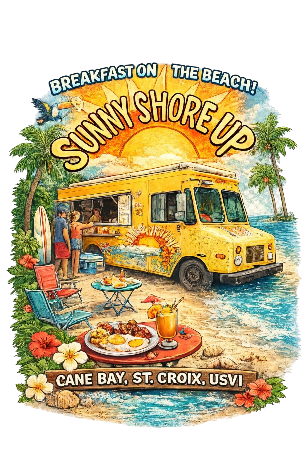 Sunny Shore Up – Breakfast on the Beach | Cane Bay, St. Croix USVI Premium T-Shirt