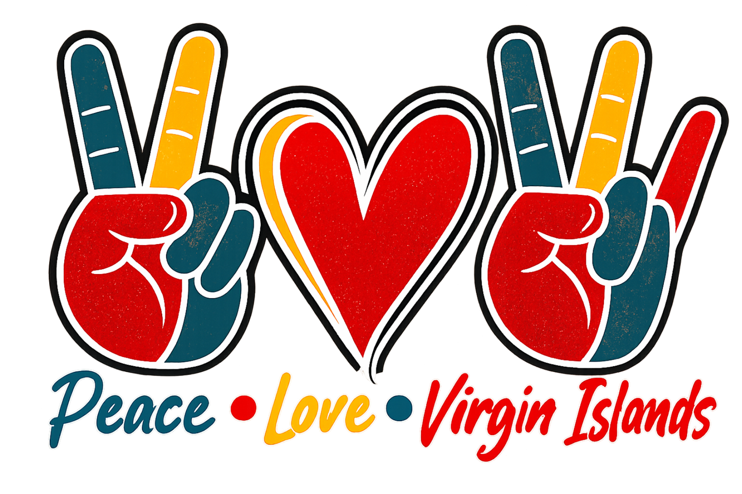 Peace • Love • Virgin Islands Women’s Graphic T-Shirt | USVI Beach Lifestyle Tee
