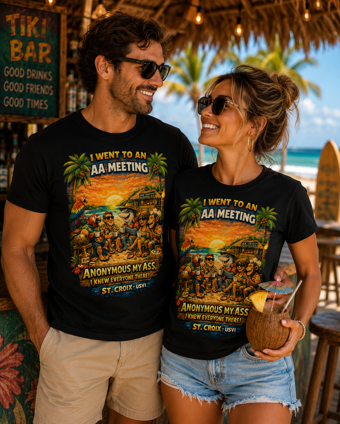 Island AA Meeting Humor Tee – St. Croix USVI Tropical Party Shirt