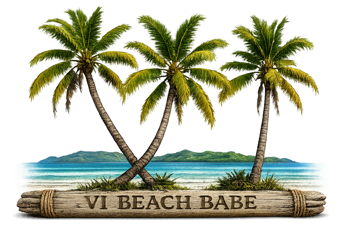 VI Beach Babe™ | St. John USVI Palm Tree Racerback Tank | Inspired by the Virgin Islands