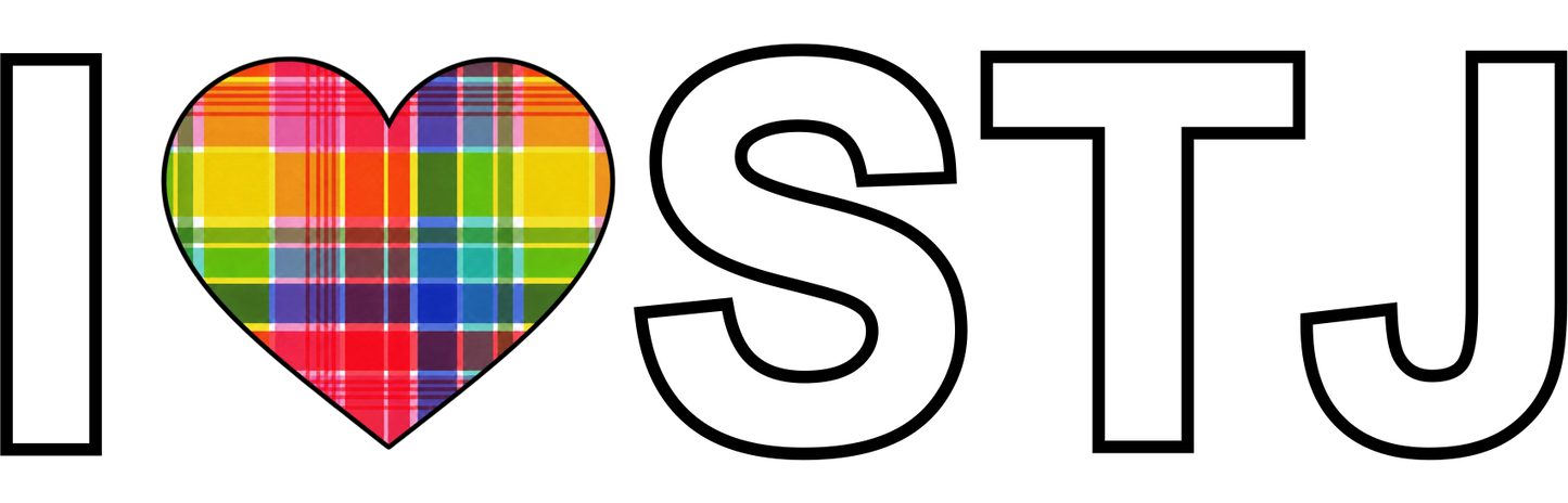 I ❤️ STJ Madras Heart Premium Tee – St. John USVI Island Pride Shirt