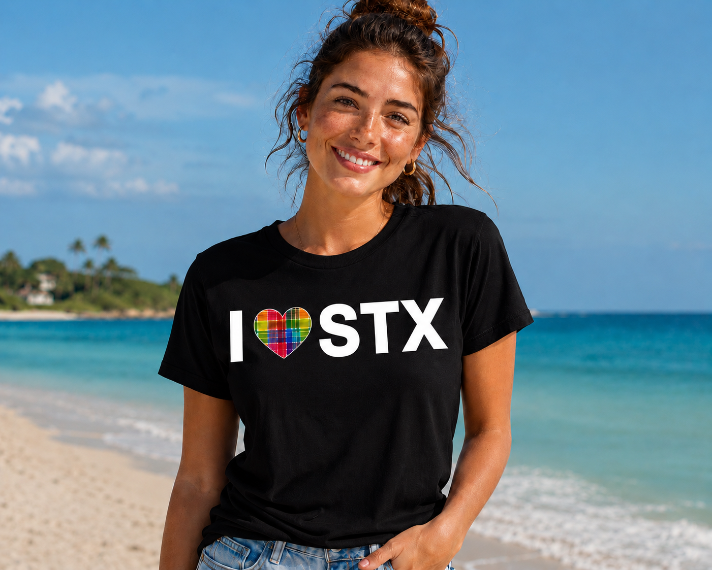 I ❤️ STX Madras Heart Premium Tee – St. Croix USVI Island Pride Shirt