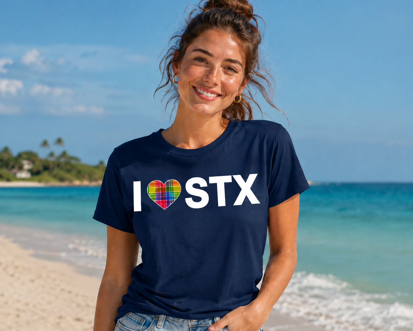 I ❤️ STX Madras Heart Premium Tee – St. Croix USVI Island Pride Shirt