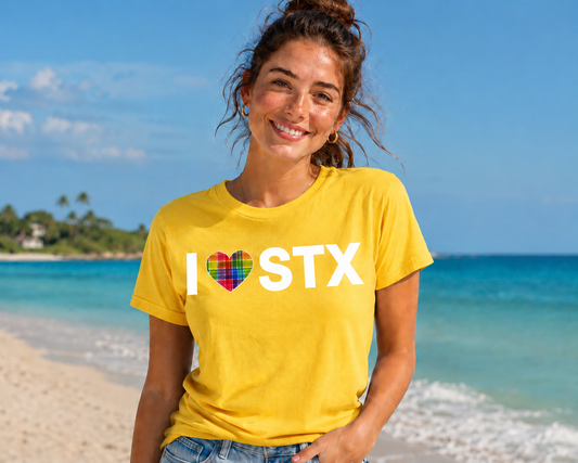 I ❤️ STX Madras Heart Premium Tee – St. Croix USVI Island Pride Shirt