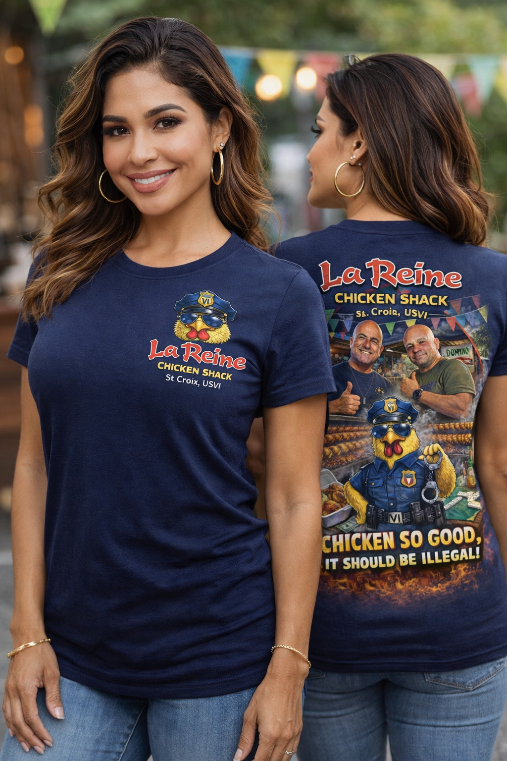La Reine Chicken Shack – Chicken So Good It Should Be Illegal! Premium T-Shirt | St. Croix, USVI