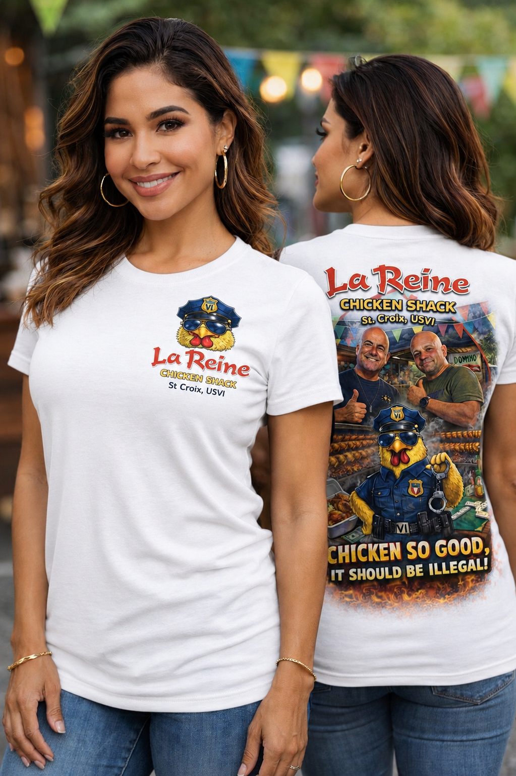 La Reine Chicken Shack – Chicken So Good It Should Be Illegal! Premium T-Shirt | St. Croix, USVI