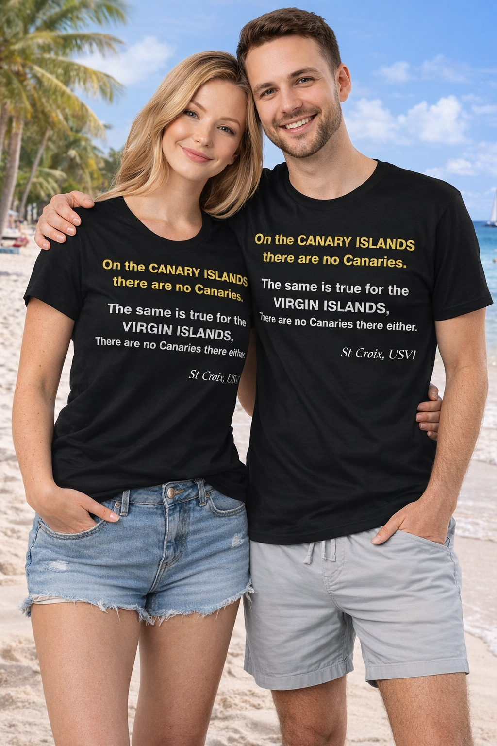 No Canaries in the Virgin Islands Funny St. Croix Tee | Caribbean Humor Shirt
