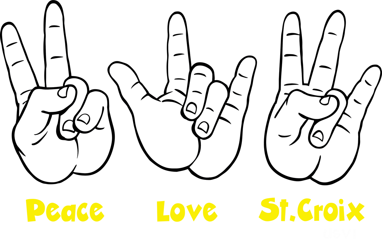 Peace Love St. Croix Hand Signs T-Shirt | USVI Island Vibes Tee
