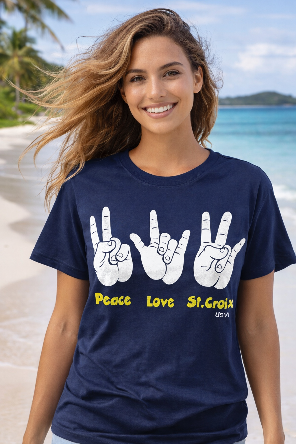 Peace Love St. Croix Hand Signs T-Shirt | USVI Island Vibes Tee