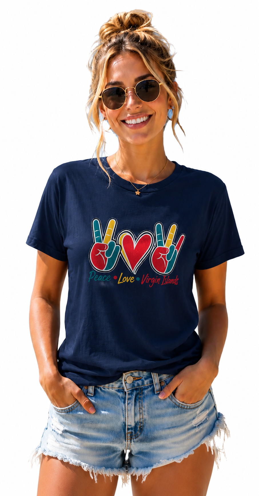 Peace • Love • Virgin Islands Women’s Graphic T-Shirt | USVI Beach Lifestyle Tee