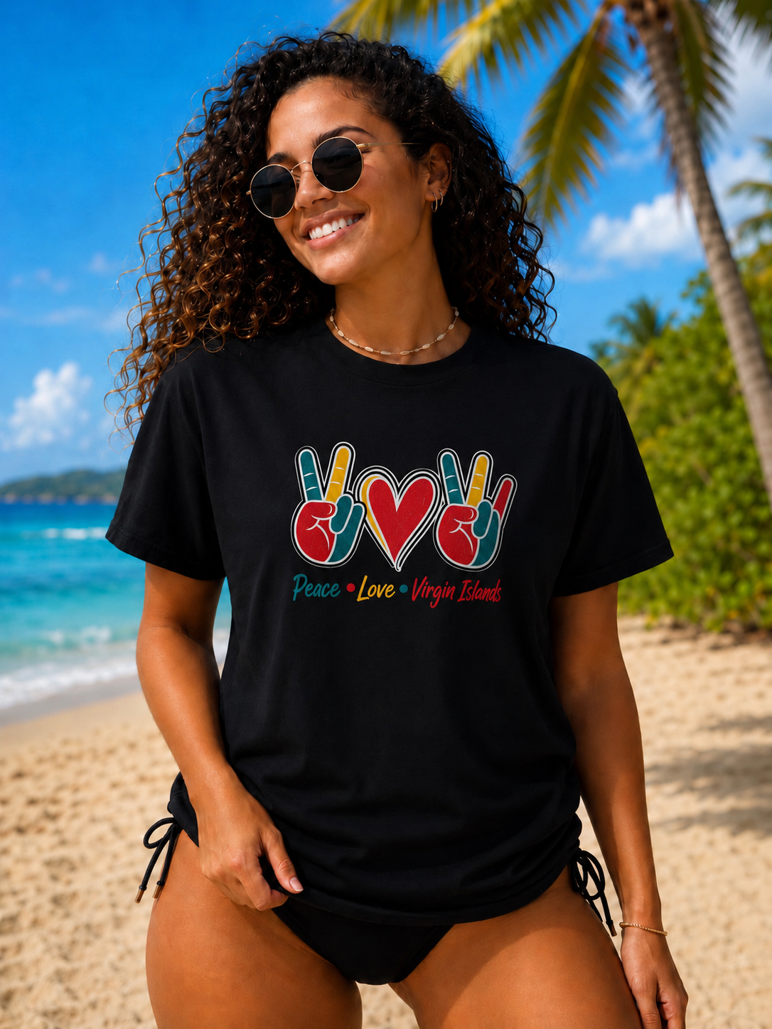 Peace • Love • Virgin Islands Women’s Graphic T-Shirt | USVI Beach Lifestyle Tee