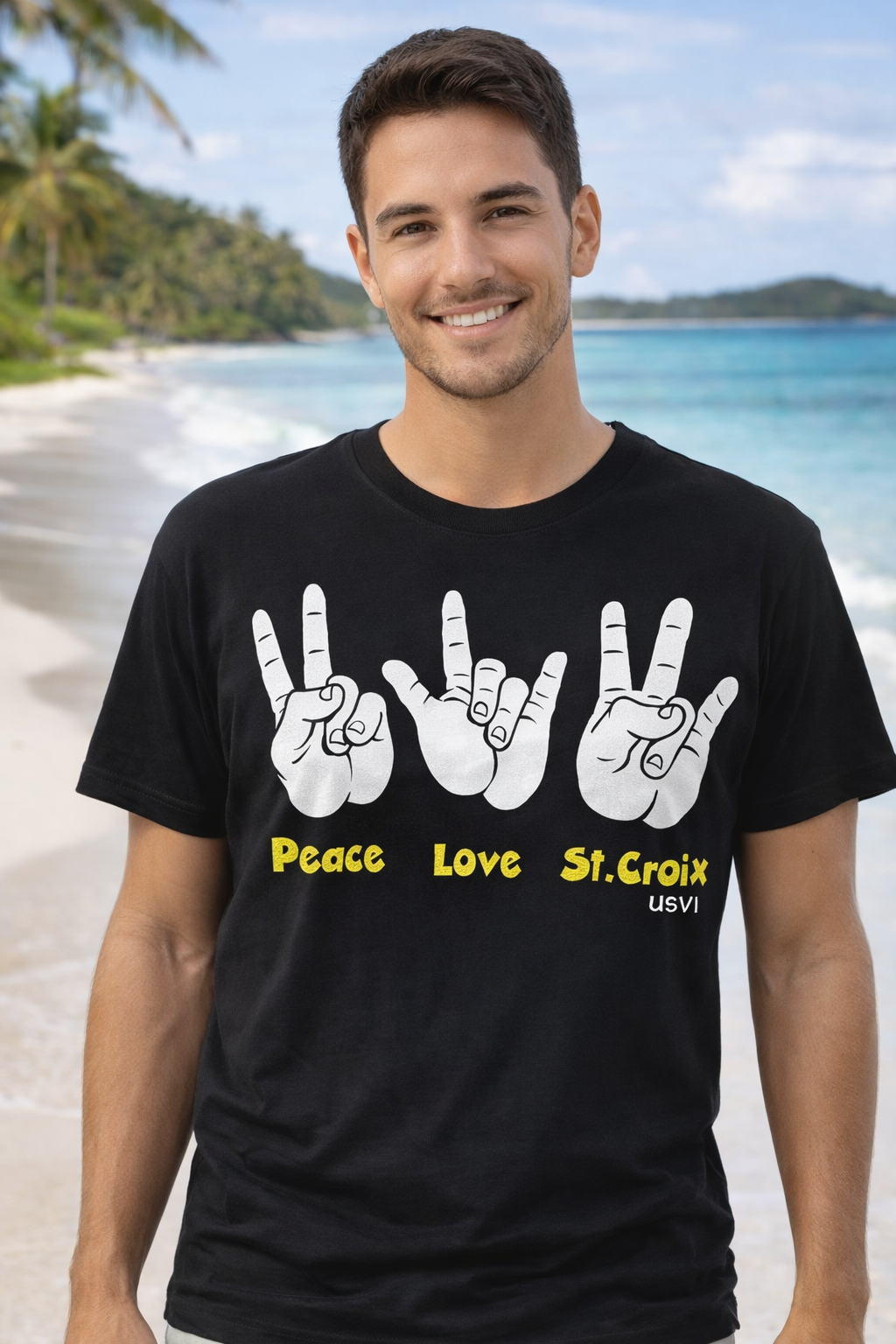 Peace Love St. Croix Hand Signs T-Shirt | USVI Island Vibes Tee