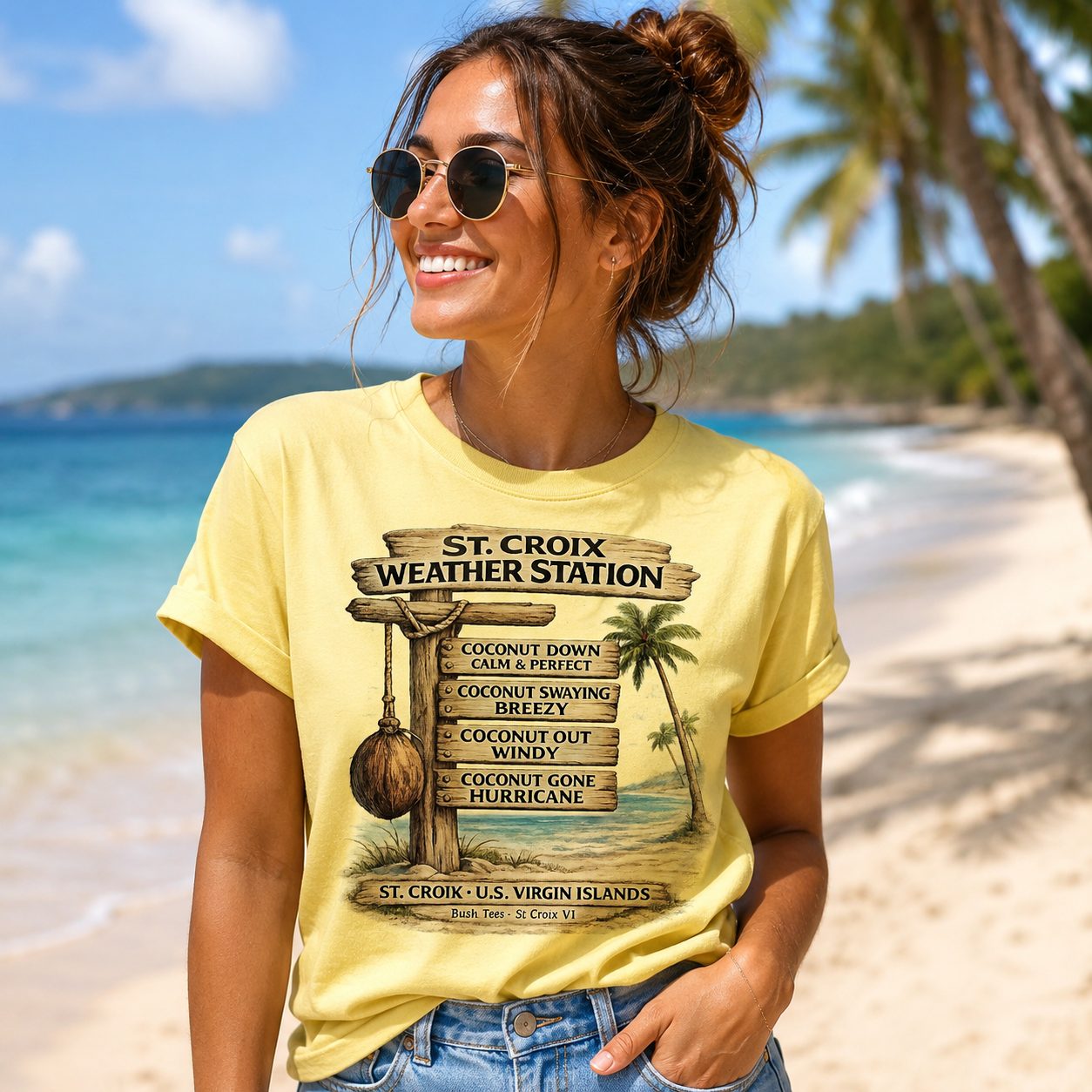 St. Croix Weather Station T-Shirt – Coconut Gone Hurricane Funny Island Tee | Bush Tees USVI