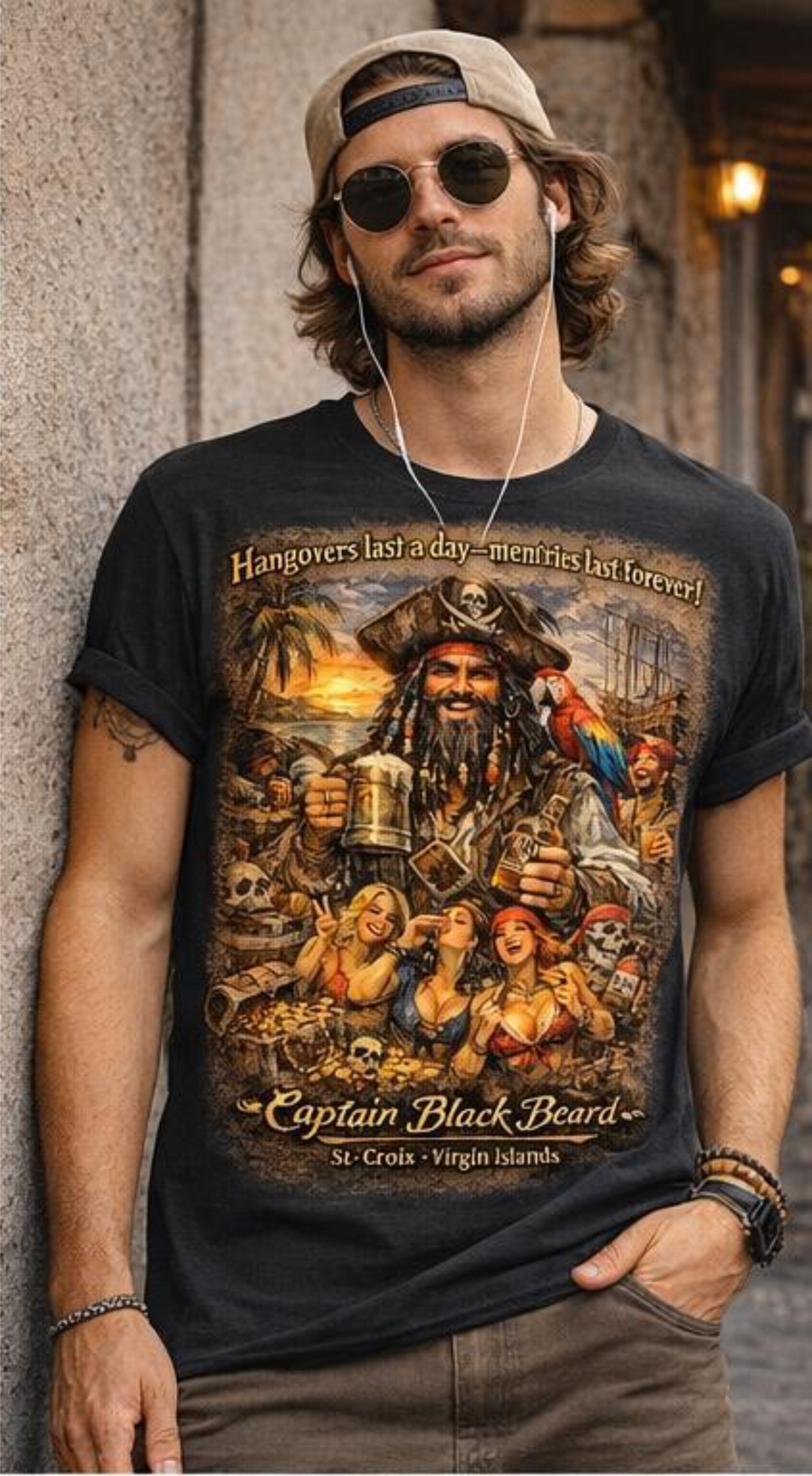 Captain Black Beard T-Shirt – St. Croix USVI Pirate Party Tee | Island Vibes Graphic Shirt