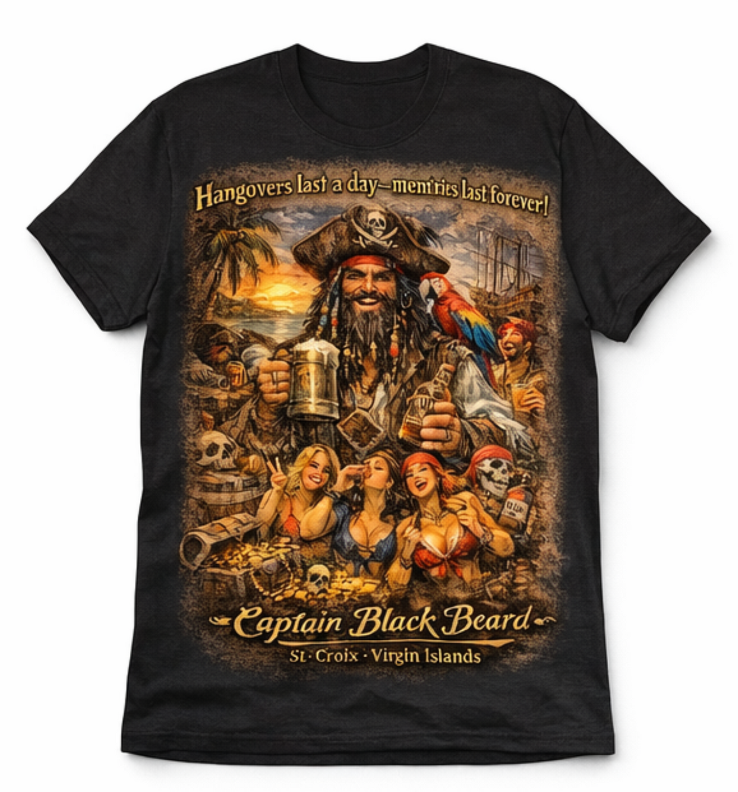 Captain Black Beard T-Shirt – St. Croix USVI Pirate Party Tee | Island Vibes Graphic Shirt