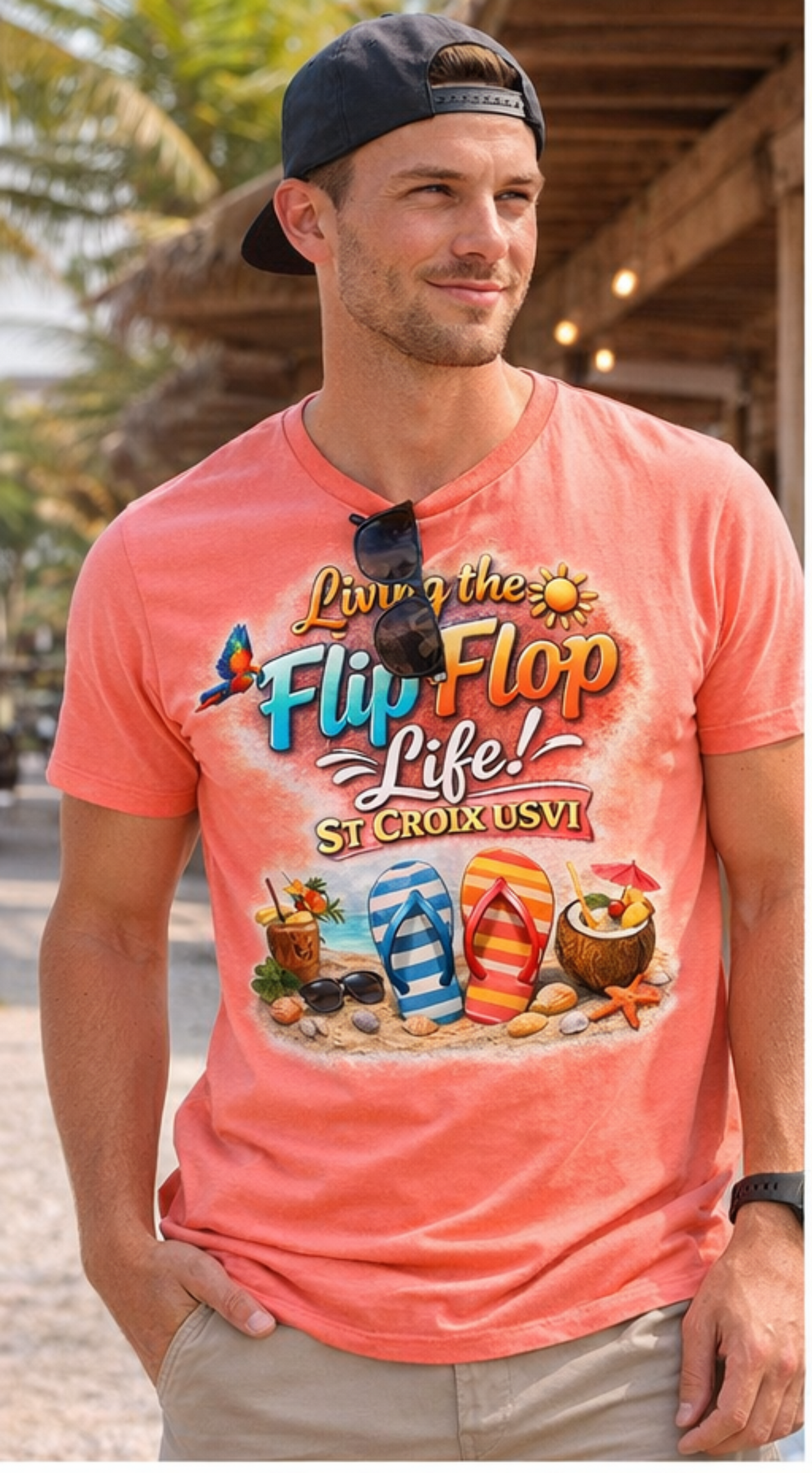 Living the Flip Flop Life - St Croix USVI Tropical Beach T-Shirt