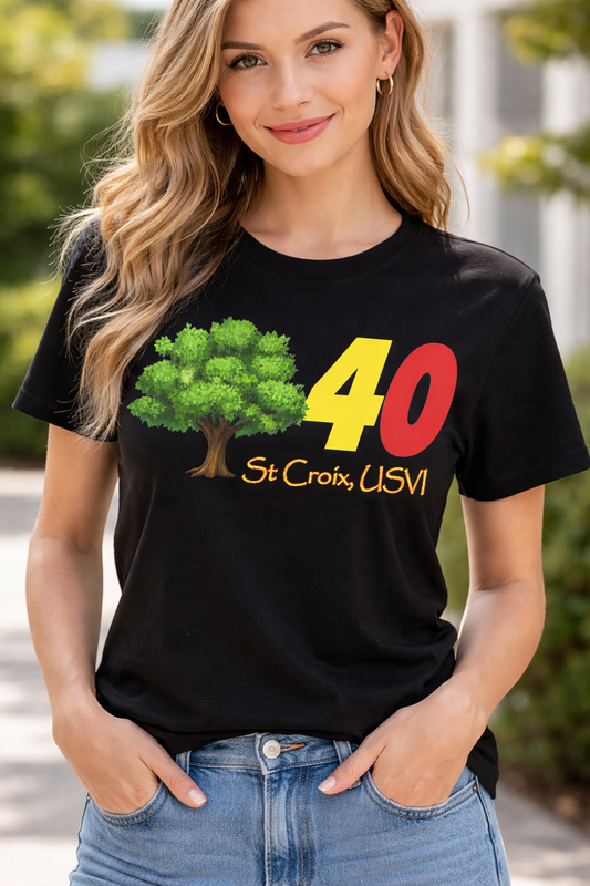 “Tree-Four-Zero” 340 Mahogany Tee – St. Croix USVI Area Code Shirt
