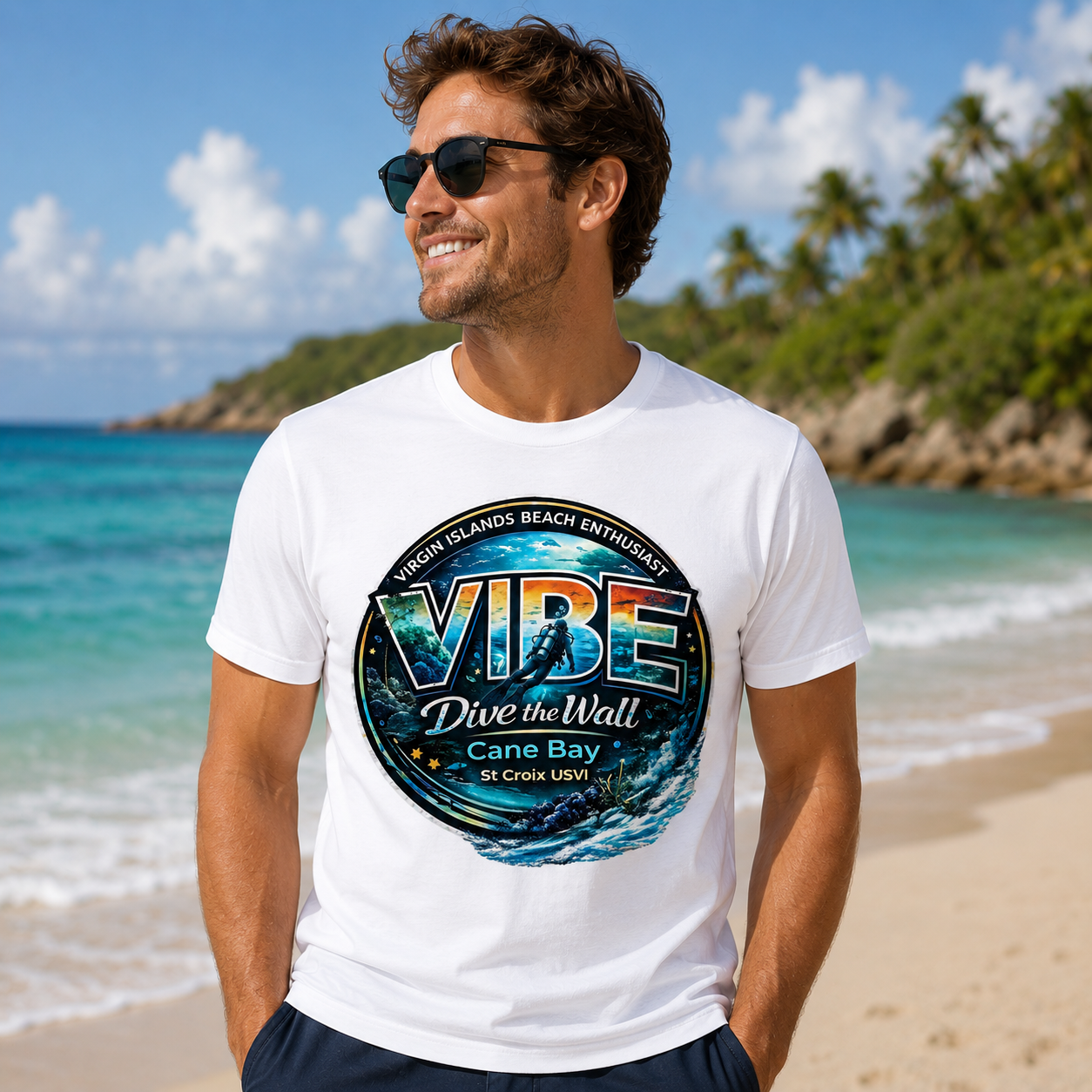 VIBE Dive the Wall Tee – Cane Bay St Croix USVI Scuba Shirt