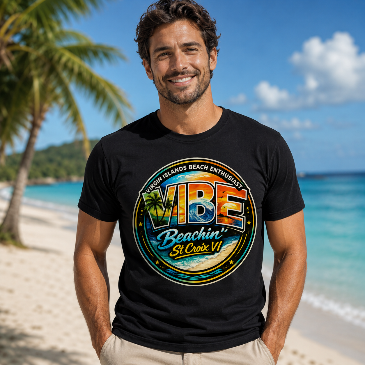 VIBE Beachin’ St Croix VI Tee – Virgin Islands Beach Enthusiast Shirt