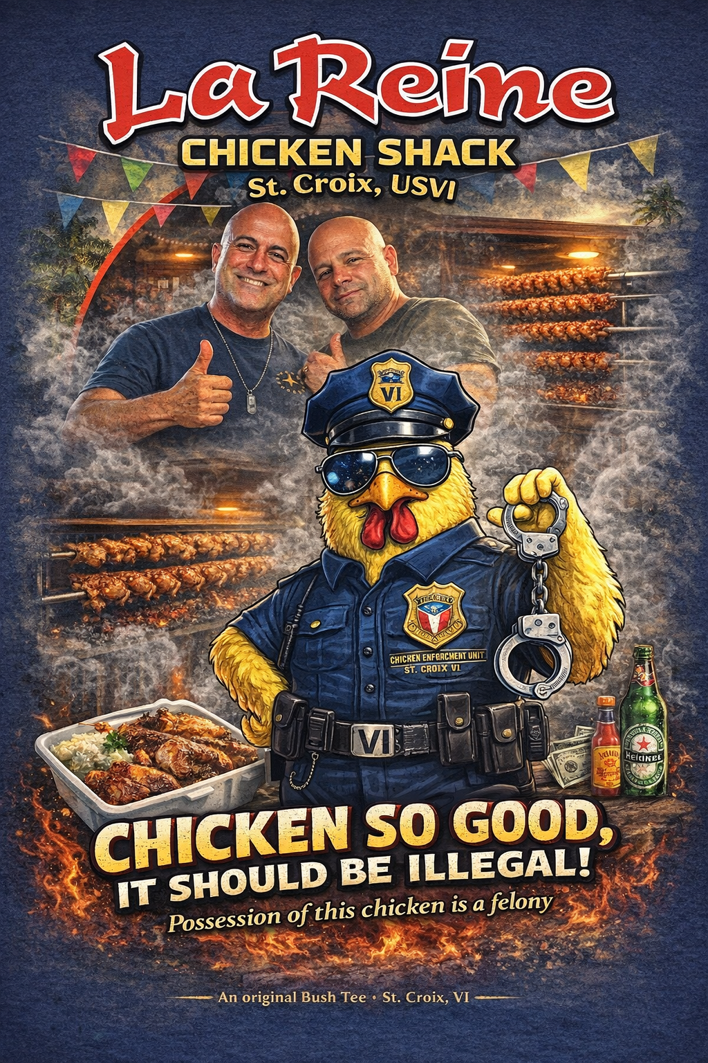 La Reine Chicken Shack – Chicken So Good It Should Be Illegal! Premium T-Shirt | St. Croix, USVI
