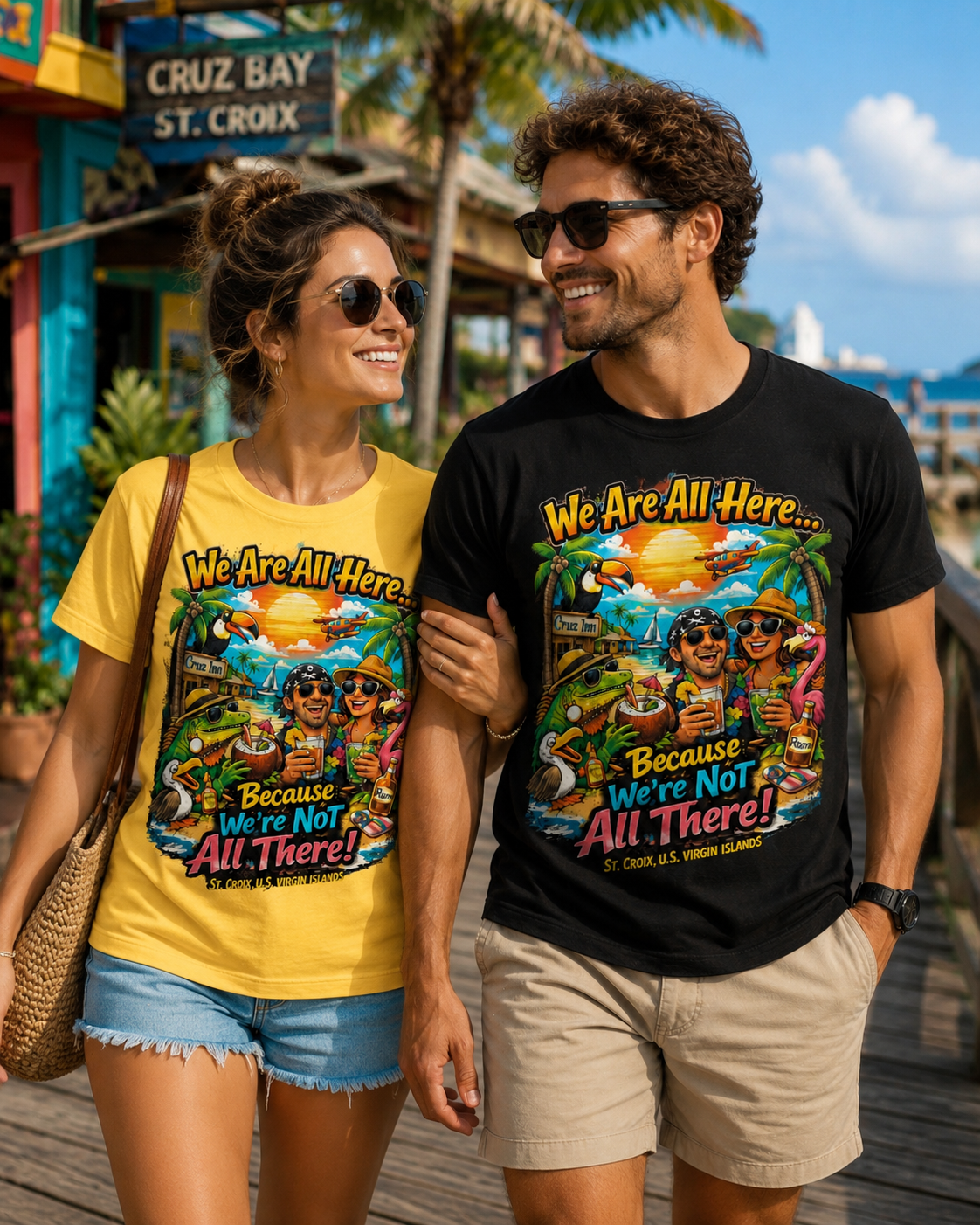 We’re All Here Because We’re Not All There! – St. Croix US Virgin Islands Tropical Vacation Tee