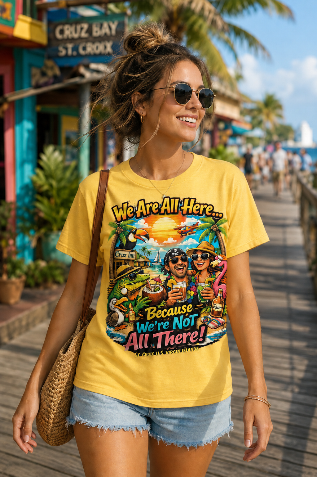 We’re All Here Because We’re Not All There! – St. Croix US Virgin Islands Tropical Vacation Tee