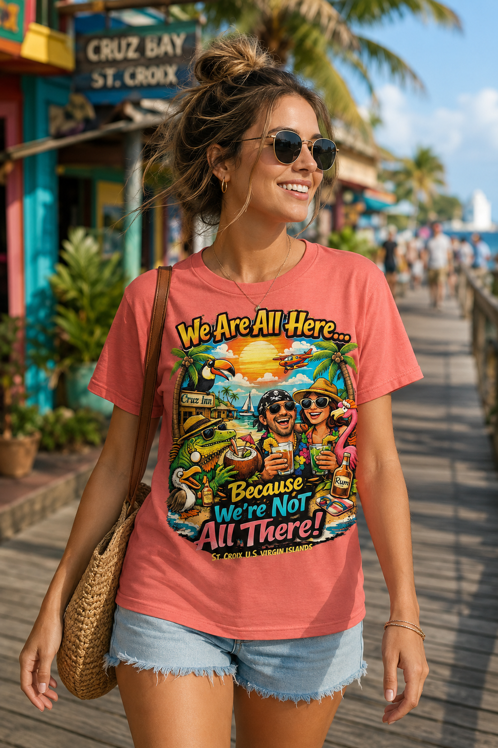 We’re All Here Because We’re Not All There! – St. Croix US Virgin Islands Tropical Vacation Tee